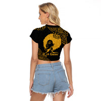 Educated Black Queen Raglan Cropped T Shirt African Women - Wonder Print Shop