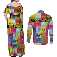 Black Inventions Couples Matching Off Shoulder Maxi Dress and Long Sleeve Button Shirts African-American Inventors - Wonder Print Shop