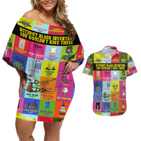 Black Inventions Couples Matching Off Shoulder Short Dress and Hawaiian Shirt African-American Inventors - Wonder Print Shop