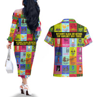 Black Inventions Couples Matching Off The Shoulder Long Sleeve Dress and Hawaiian Shirt African-American Inventors - Wonder Print Shop