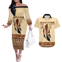 Black Father Couples Matching Off The Shoulder Long Sleeve Dress and Hawaiian Shirt African Father with Son and Daughter - Wonder Print Shop