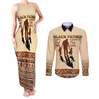 Black Father Couples Matching Tank Maxi Dress and Long Sleeve Button Shirts African Father with Son and Daughter - Wonder Print Shop