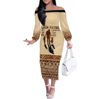 Black Father Family Matching Off Shoulder Long Sleeve Dress and Hawaiian Shirt African Father with Son and Daughter - Wonder Print Shop