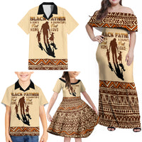 Black Father Family Matching Off Shoulder Maxi Dress and Hawaiian Shirt African Father with Son and Daughter - Wonder Print Shop