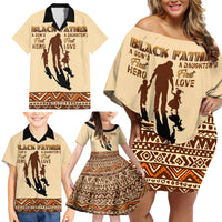 Black Father Family Matching Off Shoulder Short Dress and Hawaiian Shirt African Father with Son and Daughter - Wonder Print Shop