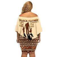 Black Father Family Matching Off Shoulder Short Dress and Hawaiian Shirt African Father with Son and Daughter - Wonder Print Shop