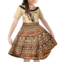 Black Father Family Matching Puletasi Dress and Hawaiian Shirt African Father with Son and Daughter - Wonder Print Shop