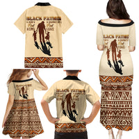 Black Father Family Matching Puletasi Dress and Hawaiian Shirt African Father with Son and Daughter - Wonder Print Shop
