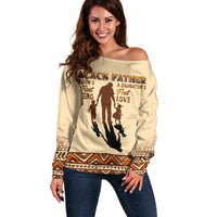 Black Father Off Shoulder Sweater African Father with Son and Daughter - Wonder Print Shop