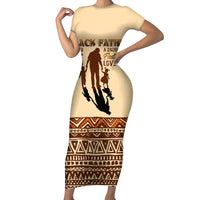 Black Father Short Sleeve Bodycon Dress African Father with Son and Daughter - Wonder Print Shop