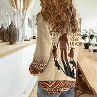 Black Father Women Casual Shirt African Father with Son and Daughter - Wonder Print Shop