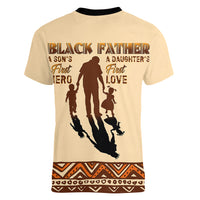 Black Father Women V Neck T Shirt African Father with Son and Daughter - Wonder Print Shop