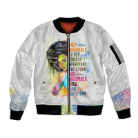 Black Girl I Am The Storm Sleeve Zip Bomber Jacket African American Women - Wonder Print Shop