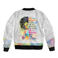 Black Girl I Am The Storm Sleeve Zip Bomber Jacket African American Women - Wonder Print Shop
