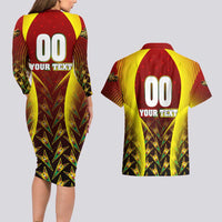 Personalised Guyana Cricket Amazon Warriors Couples Matching Long Sleeve Bodycon Dress and Hawaiian Shirt Unleashing the Power Battle Mode