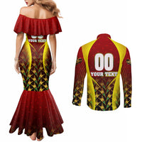 Personalised Guyana Cricket Amazon Warriors Couples Matching Mermaid Dress and Long Sleeve Button Shirt Unleashing the Power Battle Mode