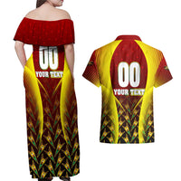 Personalised Guyana Cricket Amazon Warriors Couples Matching Off Shoulder Maxi Dress and Hawaiian Shirt Unleashing the Power Battle Mode