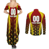 Personalised Guyana Cricket Amazon Warriors Couples Matching Summer Maxi Dress and Long Sleeve Button Shirt Unleashing the Power Battle Mode