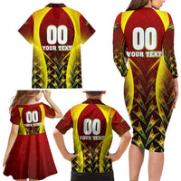 Personalised Guyana Cricket Amazon Warriors Family Matching Long Sleeve Bodycon Dress and Hawaiian Shirt Unleashing the Power Battle Mode