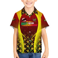 Personalised Guyana Cricket Amazon Warriors Family Matching Off The Shoulder Long Sleeve Dress and Hawaiian Shirt Unleashing the Power Battle Mode