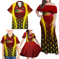 Personalised Guyana Cricket Amazon Warriors Family Matching Off Shoulder Maxi Dress and Hawaiian Shirt Unleashing the Power Battle Mode