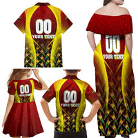 Personalised Guyana Cricket Amazon Warriors Family Matching Off Shoulder Maxi Dress and Hawaiian Shirt Unleashing the Power Battle Mode