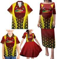 Personalised Guyana Cricket Amazon Warriors Family Matching Puletasi and Hawaiian Shirt Unleashing the Power Battle Mode