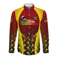 Personalised Guyana Cricket Amazon Warriors Long Sleeve Button Shirt Unleashing the Power Battle Mode