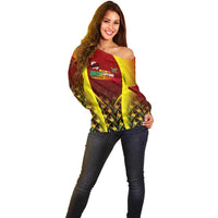 Personalised Guyana Cricket Amazon Warriors Off Shoulder Sweater Unleashing the Power Battle Mode