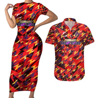 Personalised Trinidad and Tobago Cricket Knight Riders Couples Matching Short Sleeve Bodycon Dress and Hawaiian Shirt Trinbago’s Thunder Charge