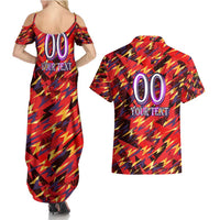 Personalised Trinidad and Tobago Cricket Knight Riders Couples Matching Summer Maxi Dress and Hawaiian Shirt Trinbago’s Thunder Charge