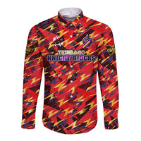 Personalised Trinidad and Tobago Cricket Knight Riders Long Sleeve Button Shirt Trinbago’s Thunder Charge