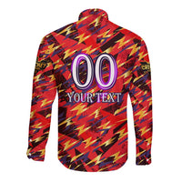 Personalised Trinidad and Tobago Cricket Knight Riders Long Sleeve Button Shirt Trinbago’s Thunder Charge
