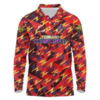 Personalised Trinidad and Tobago Cricket Knight Riders Long Sleeve Polo Shirt Trinbago’s Thunder Charge