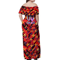Personalised Trinidad and Tobago Cricket Knight Riders Off Shoulder Maxi Dress Trinbago’s Thunder Charge