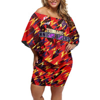 Personalised Trinidad and Tobago Cricket Knight Riders Off Shoulder Short Dress Trinbago’s Thunder Charge