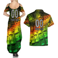 Personalised Jamaica Cricket Tallawahs Couples Matching Summer Maxi Dress and Hawaiian Shirt Striking with Reggae Firepower
