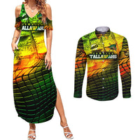Personalised Jamaica Cricket Tallawahs Couples Matching Summer Maxi Dress and Long Sleeve Button Shirt Striking with Reggae Firepower