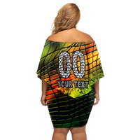 Personalised Jamaica Cricket Tallawahs Family Matching Off Shoulder Short Dress and Hawaiian Shirt Striking with Reggae Firepower