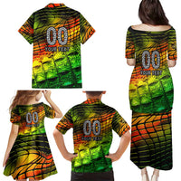 Personalised Jamaica Cricket Tallawahs Family Matching Puletasi and Hawaiian Shirt Striking with Reggae Firepower