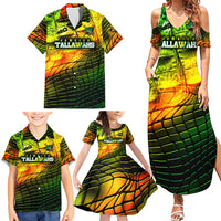 Personalised Jamaica Cricket Tallawahs Family Matching Summer Maxi Dress and Hawaiian Shirt Striking with Reggae Firepower