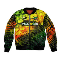 Personalised Jamaica Cricket Tallawahs Sleeve Zip Bomber Jacket Striking with Reggae Firepower