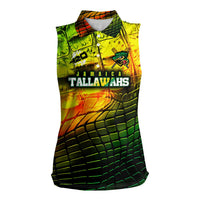 Personalised Jamaica Cricket Tallawahs Women Sleeveless Polo Shirt Striking with Reggae Firepower