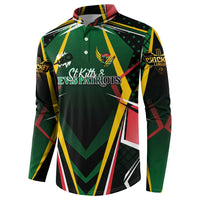 Personalised St Kitts and Nevis Cricket Patriots Button Sweatshirt Rising with Caribbean Battlefield