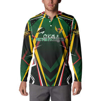 Personalised St Kitts and Nevis Cricket Patriots Button Sweatshirt Rising with Caribbean Battlefield