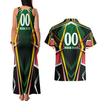 Personalised St Kitts and Nevis Cricket Patriots Couples Matching Tank Maxi Dress and Hawaiian Shirt Rising with Caribbean Battlefield