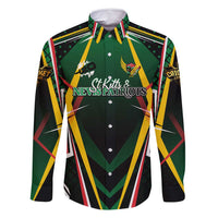 Personalised St Kitts and Nevis Cricket Patriots Family Matching Off Shoulder Short Dress and Hawaiian Shirt Rising with Caribbean Battlefield