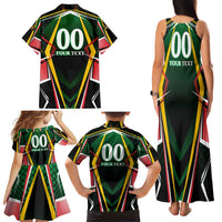 Personalised St Kitts and Nevis Cricket Patriots Family Matching Tank Maxi Dress and Hawaiian Shirt Rising with Caribbean Battlefield