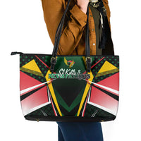 St Kitts and Nevis Cricket Patriots Leather Tote Bag Rising with Caribbean Battlefield