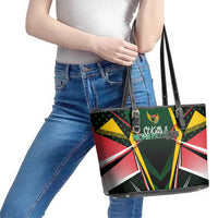 St Kitts and Nevis Cricket Patriots Leather Tote Bag Rising with Caribbean Battlefield